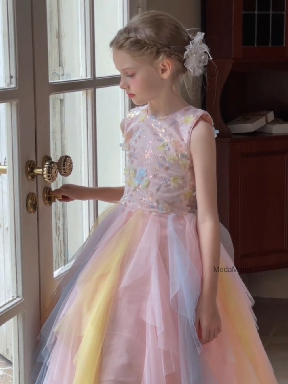 Flower Girl Dress Princess Pageant Tulle Gown Formal Occasion Sleeveless - Picture 7 of 7